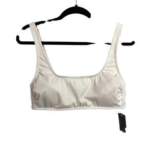 Wild Fable Bikini Top Womens XL White Scoop Neck Bralette Ribbed Ruched NWT